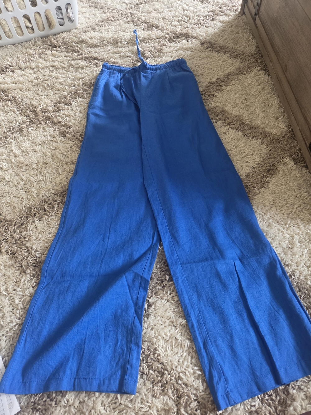 Love Tree Wide-Leg Drawstring Pants in Bright Blue